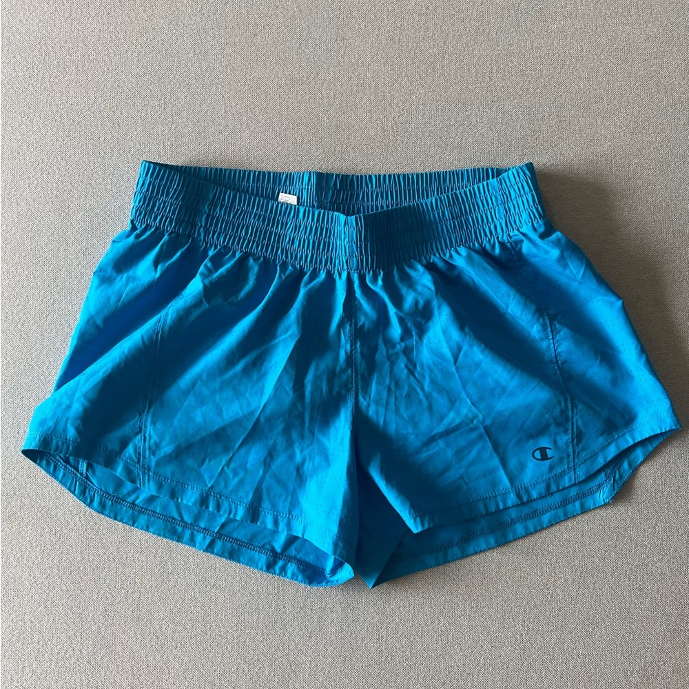 Women’s Light Blue Champion Athletic Shorts with Elastic Waist Band